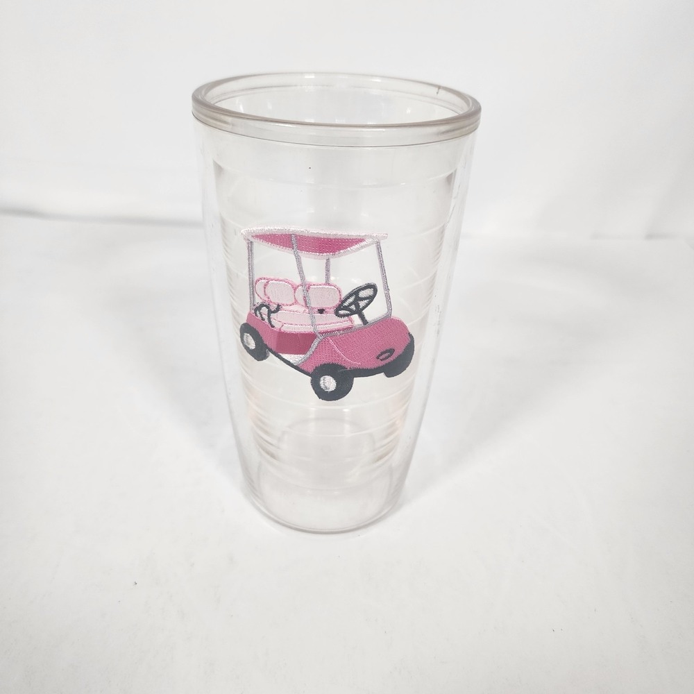 Tervis 16 Oz Pink Golf Cart Embroidered Insulated Tumbler USA